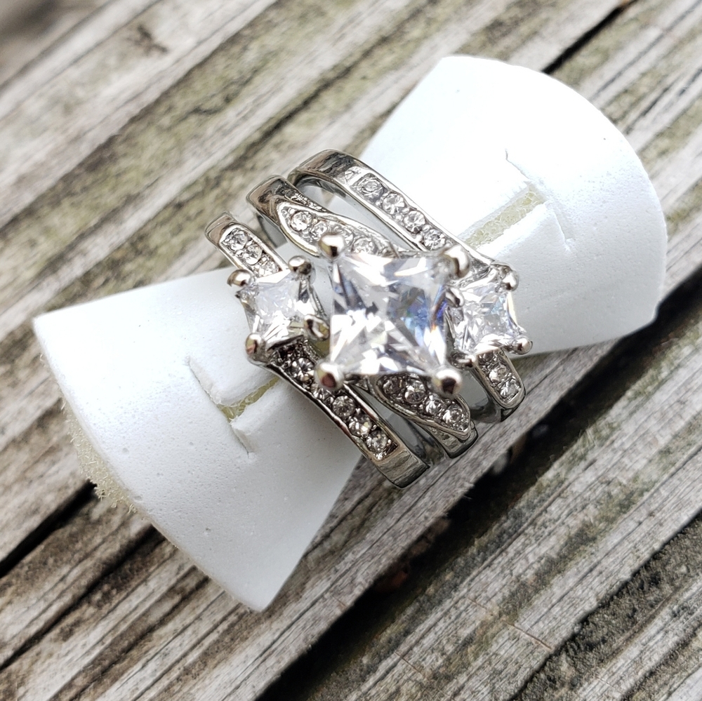 3ct Princess Cut Bridal Ring Set